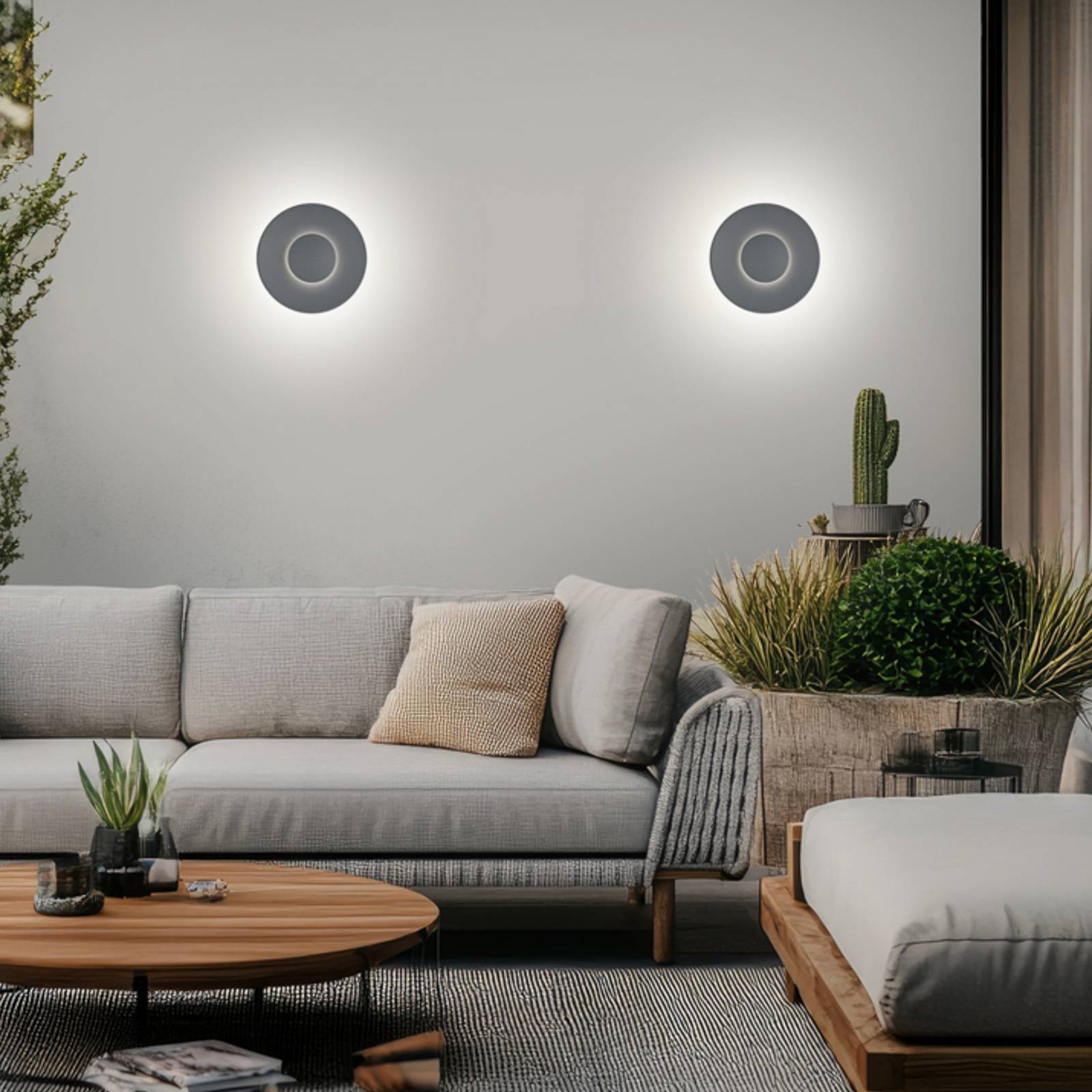 Helestra LED vonkajšie nástenné svietidlo BUD 44, nie je stmievateľné, sivá, Helestra LED vonkajšie nástenné svietidlo BUD 44, nie je stmievateľné, sivá,