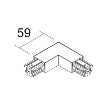 Ivela L-spojka SQUARE 48 V, čierna, ochranný vodič vpravo