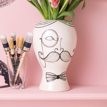 KARE Favola Pánska váza, výška 30 cm, keramika, čierna/biela