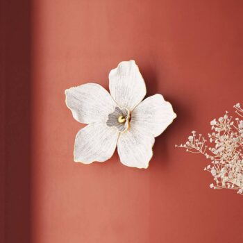 KARE Nástenný objekt Orchidea, polyresin, 24 x 25 cm, biela