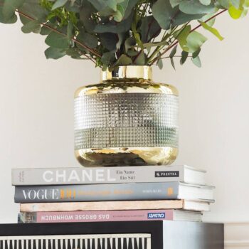 KARE Váza LA Noble, výška 18 cm, sklo, zlatá/čierna, ručná výroba