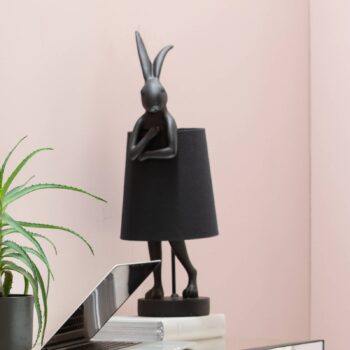 Kare stolová lampa Animal Rabbit, čierna/zlatá, 68 cm, E14