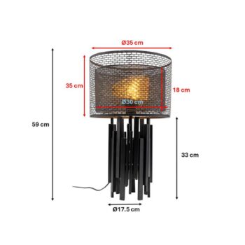 Kare stolová lampa Coachella Glam, čierna/zlatá, 59 cm, E27