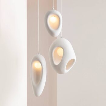 Kare závesné svietidlo Soul Dining, bílé, sadra, 53 cm, G9