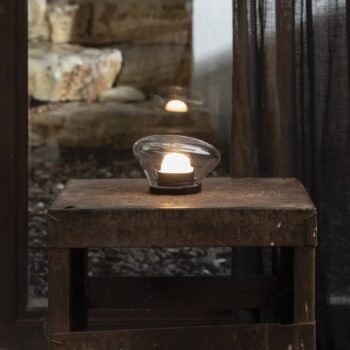 Karman Agua stolová LED lampa Ø 13 cm, sklo číra