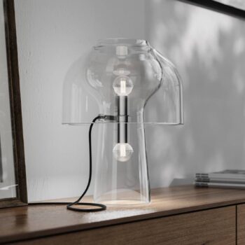 Karman stolová lampa Lilly, transparentná, výška 48 cm, sklo