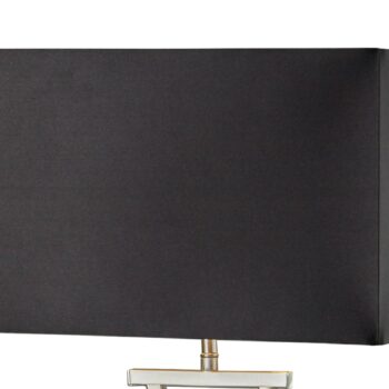 Klubová stolová lampa, strieborná/čierna, výška 48,5 cm, textil, E14