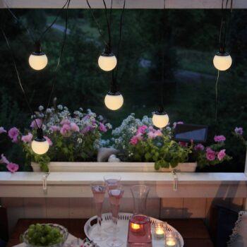 Kombinovaná solárna svetelná reťaz LED, 6-pl., IP44, plast