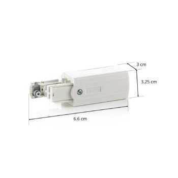 Koncové napájanie vľavo pre koľajnicu Noa biele