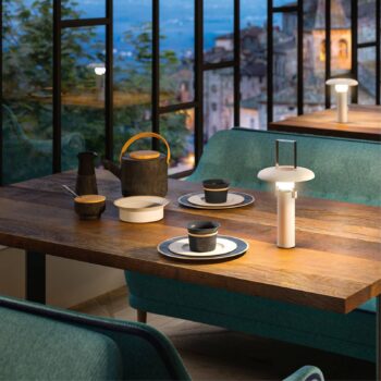 LED dobíjacia stolová lampa, biela, hliník, PMMA, CCT