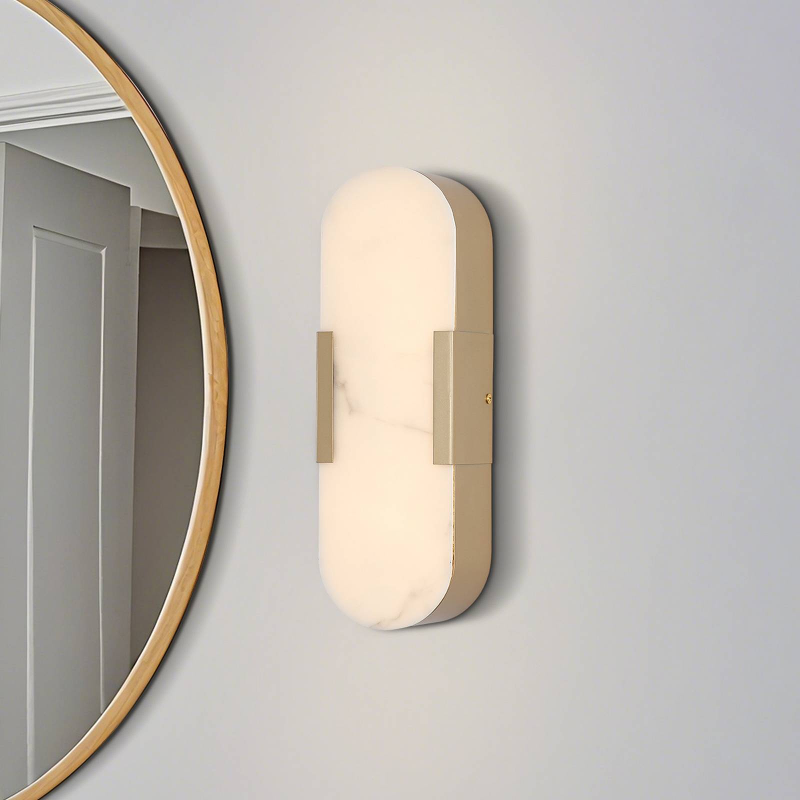 LED kúpeľňové nástenné svetlo Opaline výška 35 cm zlatá farba kov/živica LED kúpeľňové nástenné svetlo Opaline výška 35 cm zlatá farba kov/živica