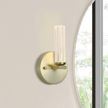 LED nástenné svetlo do kúpeľne Aberdeen, výška 24 cm, mosadzno-farbený kov