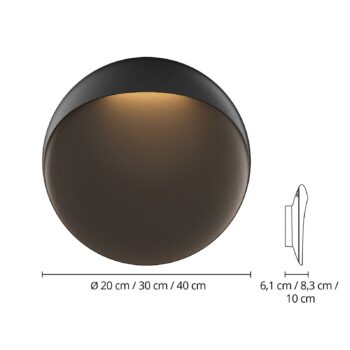 LED nástenné svietidlo Louis Poulsen Flindt, čierne 3 000 K Ø 30 cm