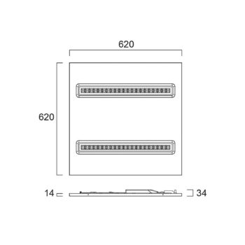 LED panel OptiClip R 625 2L, biely, 33 W, 4 000 K, stmievateľné DALI