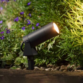 LED reflektor so zemným hrotom 5131, čierny, hliník, sklo, zástrčka Schuko