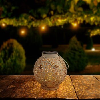 LED solárna lampa 52854, biela, kov, 20 cm, IP44, sada 2 ks