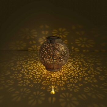 LED solárna lampa 52854, strieborná, kov, 20 cm, IP44, sada 2 ks