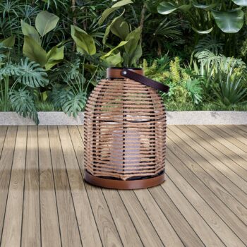 LED solárna lampa Korbinian, hnedá, výška 29 cm, IP44, lucerna