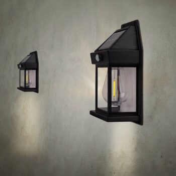 LED solárne vonkajšie nástenné svietidlo Mira, senzor, čierne, sada 2 ks IP44