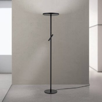 LED stojaca lampa Teide, čierna, kov, lampa na citanie, stmievač