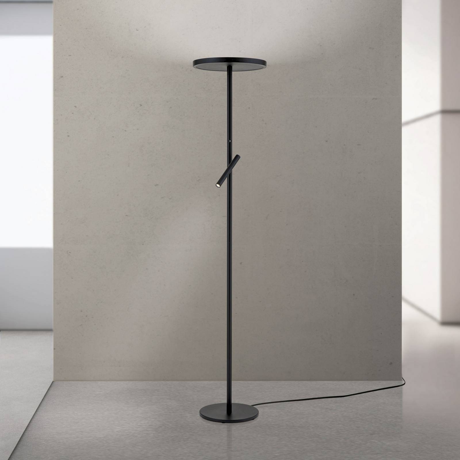 LED stojaca lampa Teide, čierna, kov, lampa na citanie, stmievač LED stojaca lampa Teide, čierna, kov, lampa na citanie, stmievač