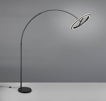 LED stojacia lampa Amador, čierna, výška 205 cm, kov