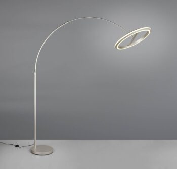 LED stojacia lampa Amador, niklová farba, výška 205 cm, kov