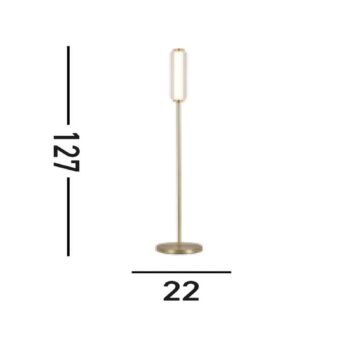 LED stojacia lampa Mod, mosadzná farba, 3-stupňová stmievateľná, oceľ