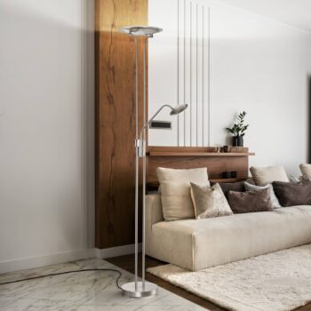 LED stojacia lampa Tallri, nikl Výška 180 cm 2-pl. CCT Touchdim