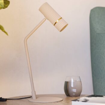 LED stolová lampa Caminia, výška 48,5 cm, piesková farba, oceľ
