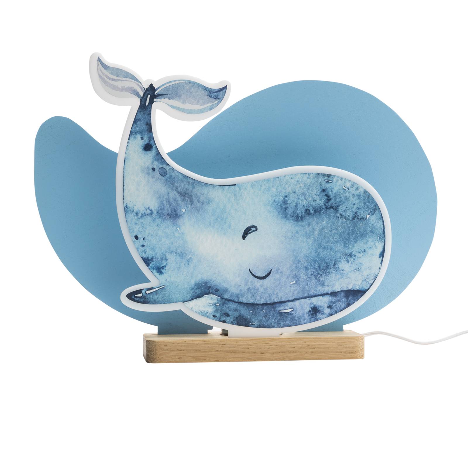 LED stolová lampa Paul Pottwal, modrá, drevo, 3000 K, stmievateľná LED stolová lampa Paul Pottwal, modrá, drevo, 3000 K, stmievateľná