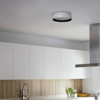 LED stropné svietidlo Shoku, biela/čierna, hliník/PMMA, Ø 35 cm