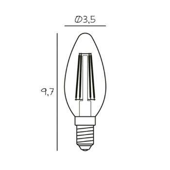 LED sviečka, E14, 3,5 W, 2 200 K, vlákno, stmievateľné