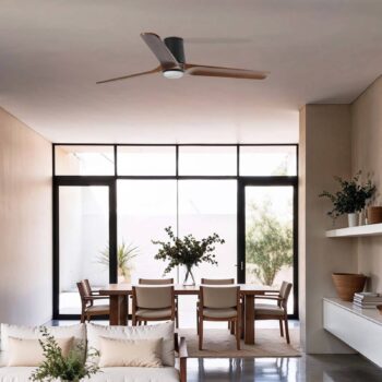 LED ventilátor Heywood L, čierny/drevený, DC, tichý, CCT