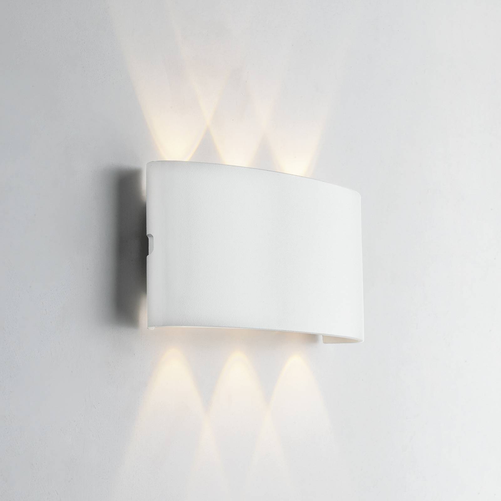 LED vonkajšie nástenné svietidlo Betle, biela, šírka 17 cm, kov, CCT LED vonkajšie nástenné svietidlo Betle, biela, šírka 17 cm, kov, CCT