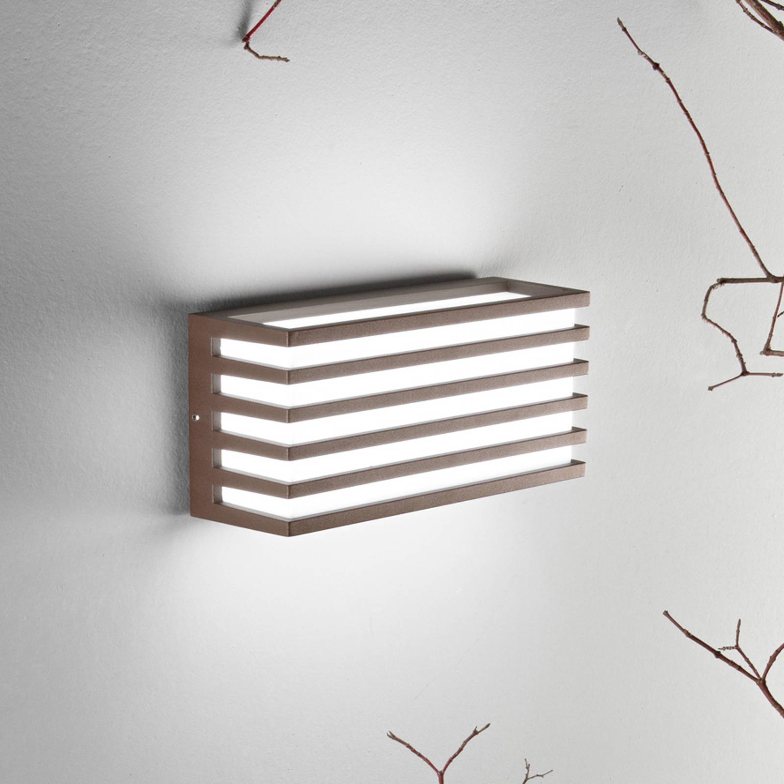 LED vonkajšie nástenné svietidlo Dukrot, bronzová, šírka 22 cm, kov LED vonkajšie nástenné svietidlo Dukrot, bronzová, šírka 22 cm, kov