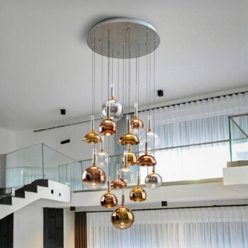 LED závesné svietidlo Charlize 16-light, stmievateľné, štvorfarebné sklo