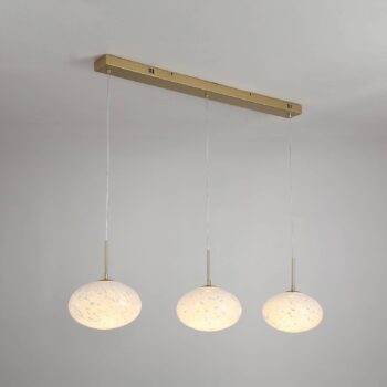 LED závesné svietidlo Confetti, dĺžka 115 cm, zlatá/biela, sklo