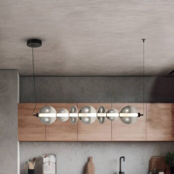 LED závesné svietidlo Daphne, sklo šedé-transparentné, dĺžka 118 cm