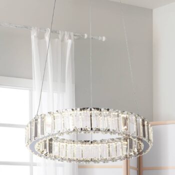 LED závesné svietidlo Filumena, sivá/čirá, kov/sklo, Ø 35 cm