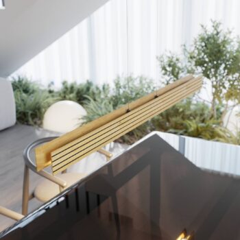 LED závesné svietidlo Inka, svetlé drevo, stmievateľné, dĺžka 116 cm