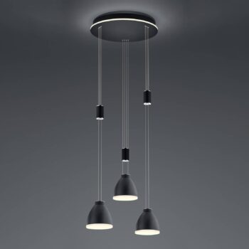 LED závesné svietidlo Leni, 3-pl., okrúhle, čierna
