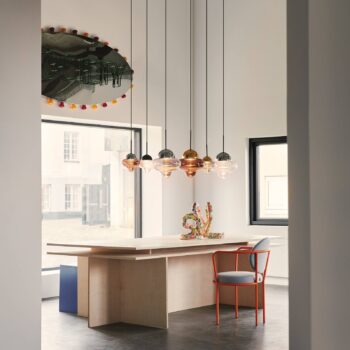 LED závesné svietidlo Nutty, číre / čierne, Ø 18,5 cm, sklo