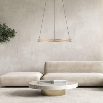 LED závesné svietidlo PURE E-Loop, slonovinová zlatá, Ø 70 cm, hliník, CCT