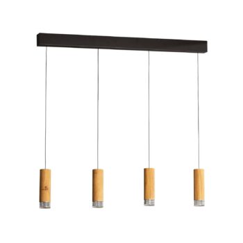 LED závesné svietidlo Shine-Wood, 100 cm, dub/čierna, 4-pl.
