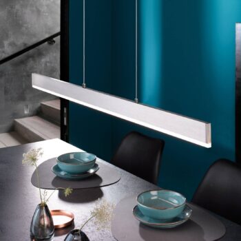 LED závesné svietidlo Silvano, nikl, dĺžka 115 cm, CCT, dotykové stmievanie