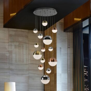 LED závesné svietidlo Sphere, 14 svetiel, stmievateľné, Ø 60 cm, viacfarebné