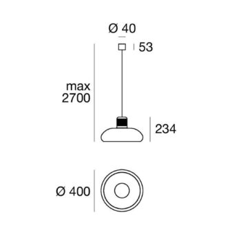 LED závesné svietidlo Stilnovo Trepiù, biela/čierna, Ø 40 cm