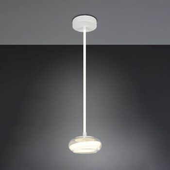 LED závesné svietidlo Tarsia, biela matná, Ø 21 cm, sklo