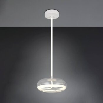 LED závesné svietidlo Tarsia, biela matná, Ø 40 cm, sklo